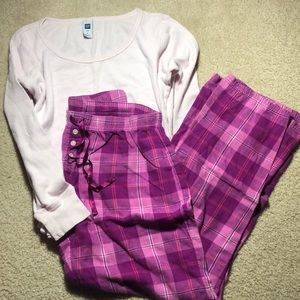 Soft pink pajama set.